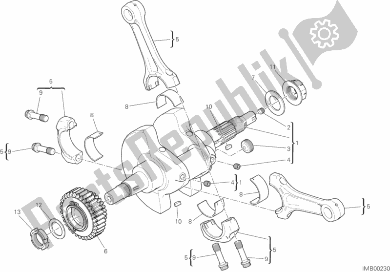 All parts for the Connecting Rods of the Ducati Monster 821 Stealth Thailand 2019